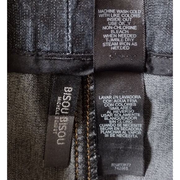 Bisou Bisou Jean Denim Skirt Sz 10 Dark Wash Pencil Skirt Slit 90s Y2K - Picture 3 of 8